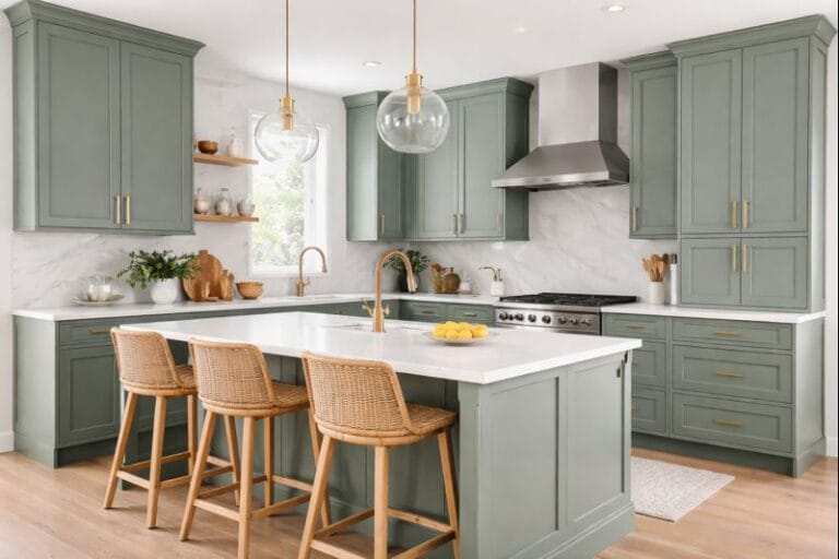 green kitchen cabinets